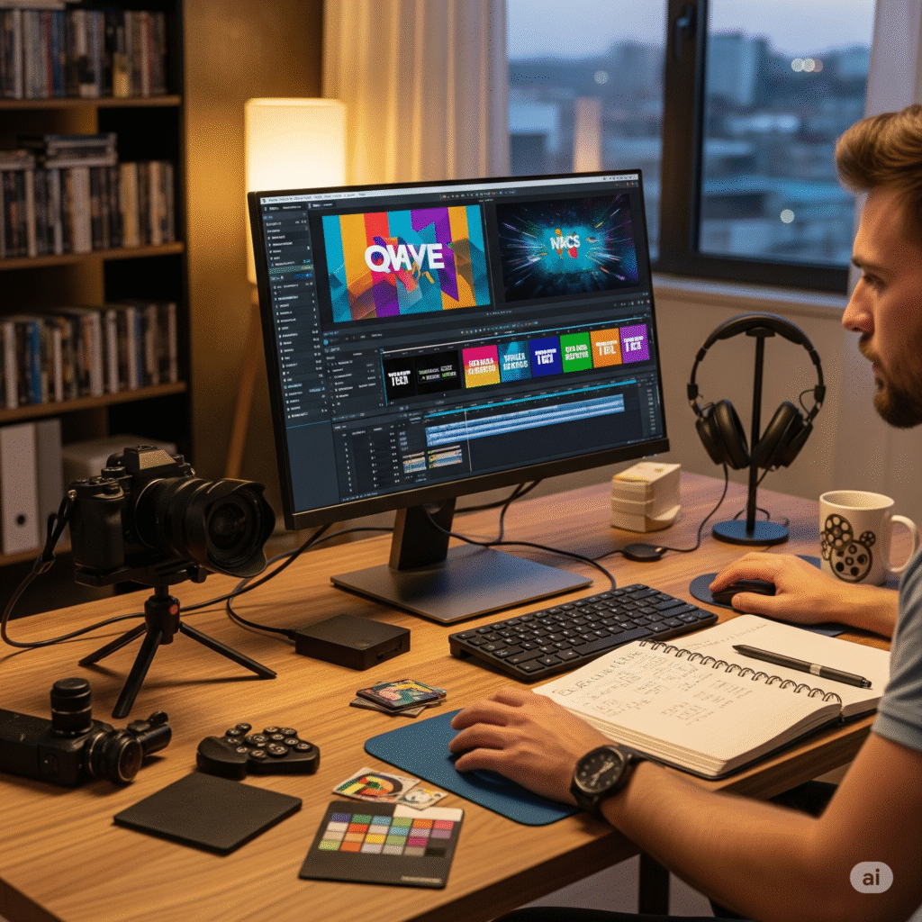 Freelancer working on video production and motion graphics for high-demand freelance jobs in 2025